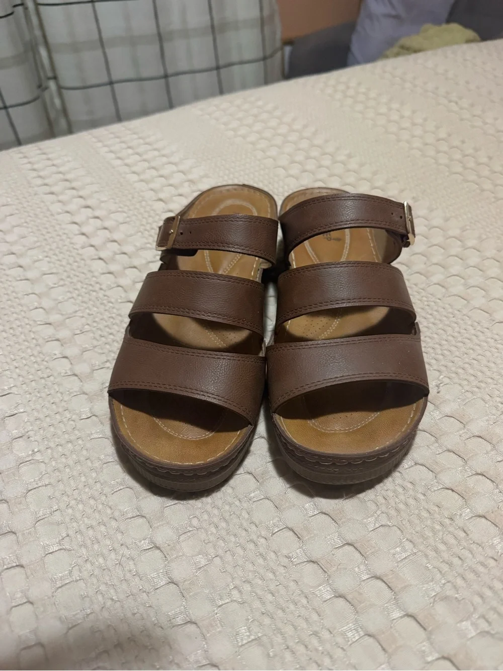 Brown Slip-On Sandals